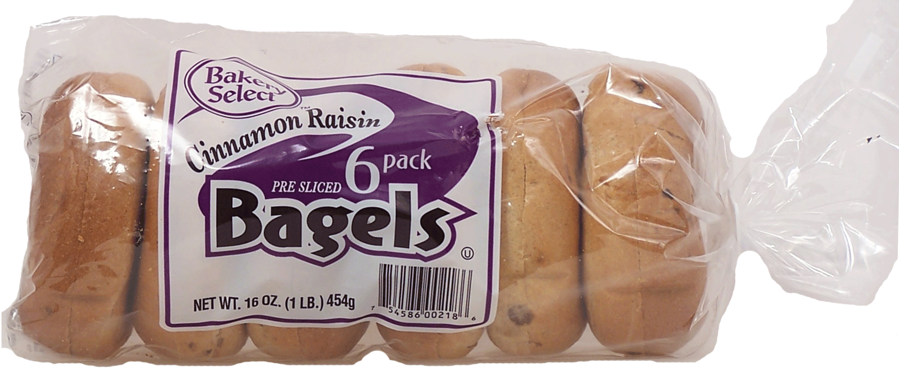 Bakery Select&nbsp;&nbsp;cinnamon raisin pre sliced bagels, 6-count Full-Size Picture